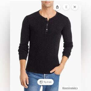 NWT John Varvatos Men's Memphis Waffle Henley - Black - Size XS